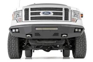 Ford F-150 Front Bumper - Rough Country - LED with Rough Country LED Cubes and Light Bar - Flat Black - '09-'14